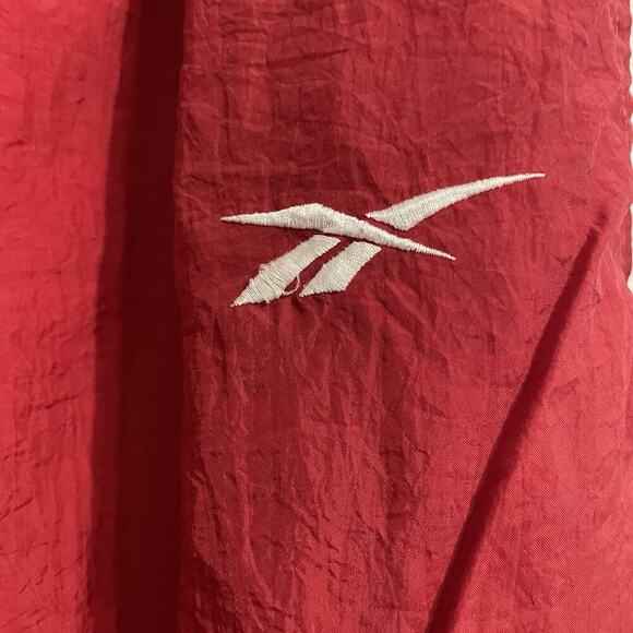 Vintage Reebok Windbreaker Track Pants Mens Size XL Red Zip Ankles Lined Baggy - Picture 4 of 9